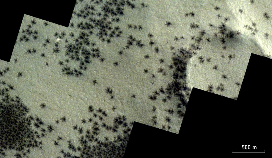 Sonda da Agência Espacial Europeia fotografa "aranhas" em Marte-0